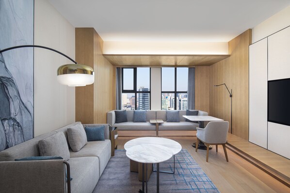 55-inch LCD TV with cable channels, TV, iPod dock