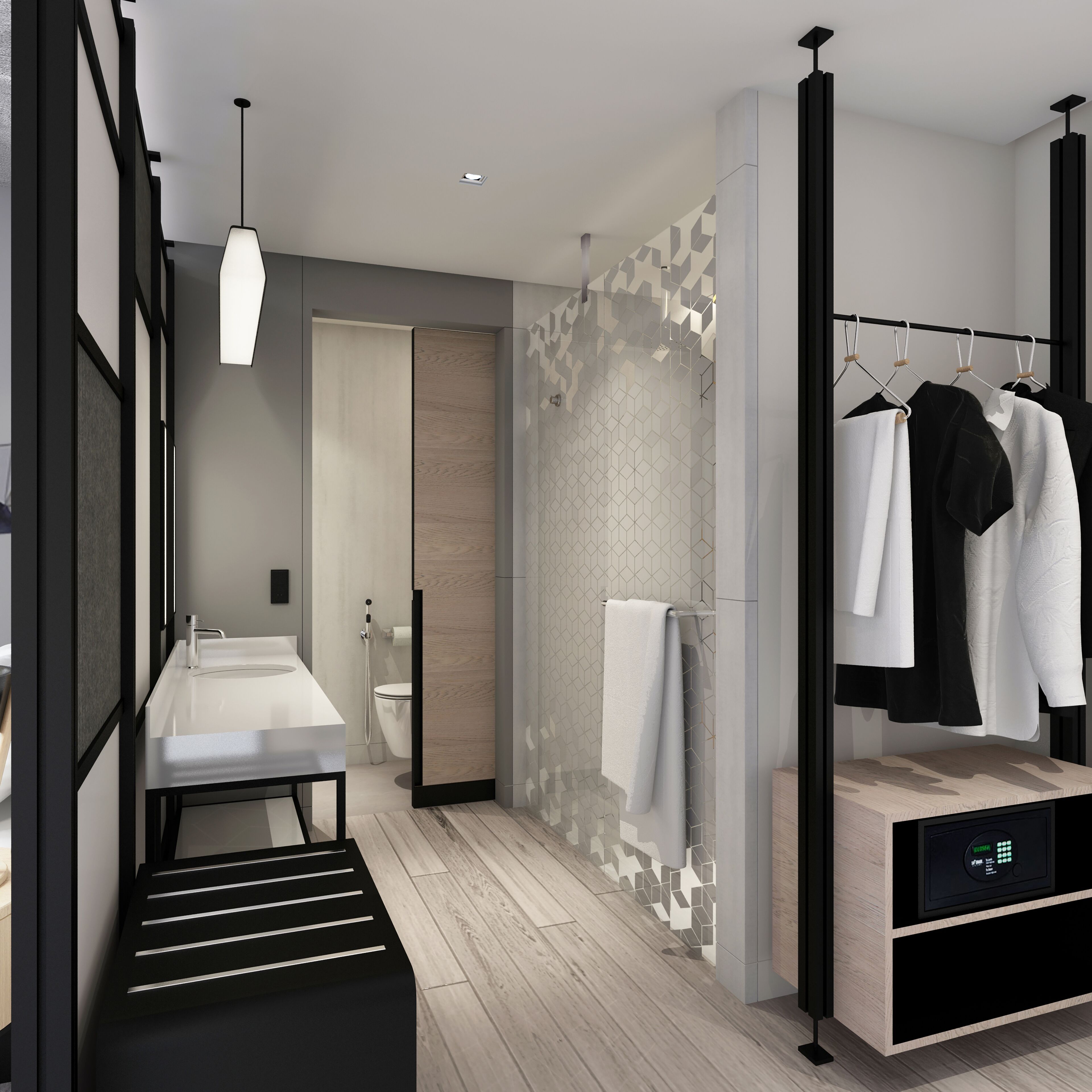 shower, rainfall showerhead, eco-friendly toiletries, hair dryer