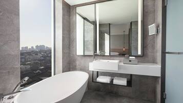 Basic Suite, 1 King Bed, City View | Living room | Flat-screen TV