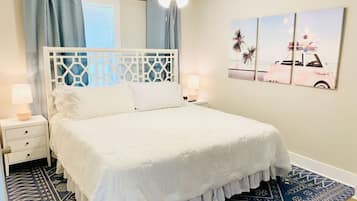 2 bedrooms, desk, iron/ironing board, travel crib