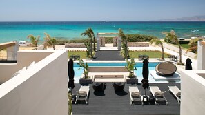 On the beach, white sand, beach towels