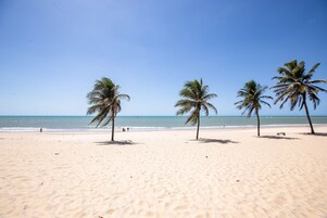 On the beach, white sand