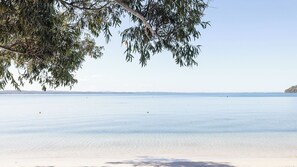 On the beach, beach towels - Foreshore Beach House - Stunning waterfront home (Salamander Bay)