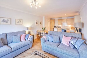 TV, DVD player, books, offices