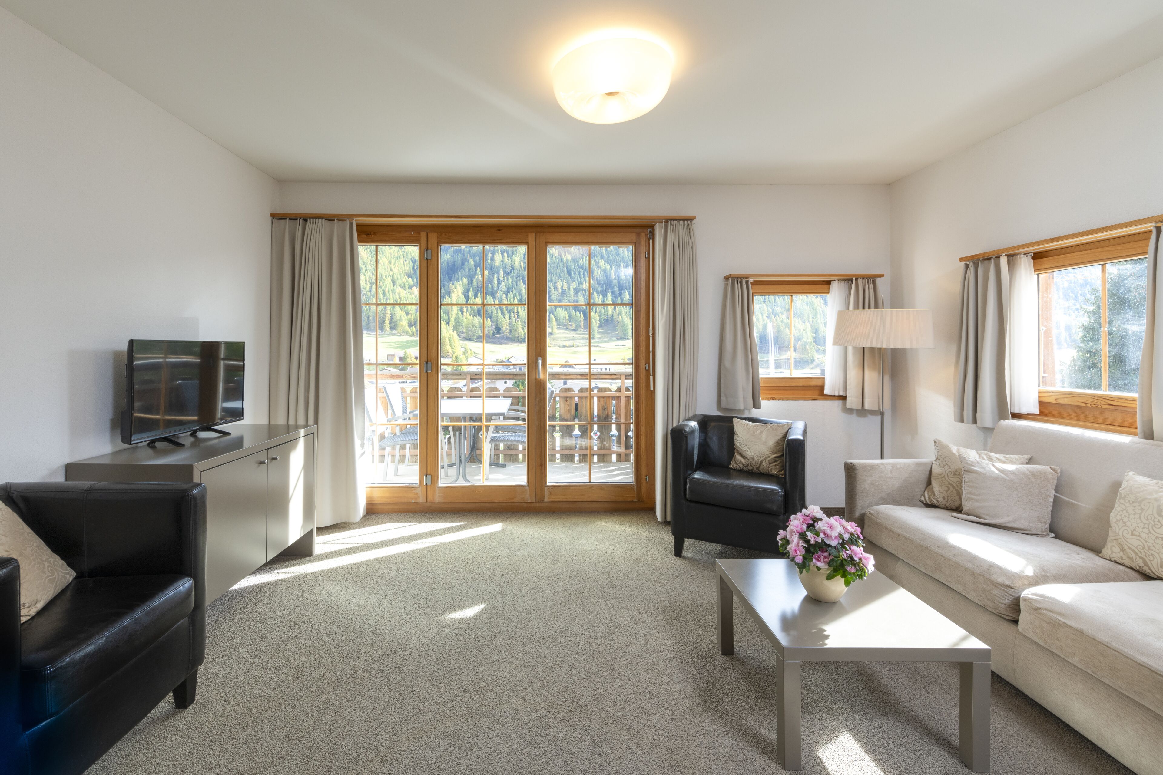 Deluxe Room | Living area | 30-inch flat-screen TV with cable channels