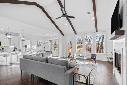 Home with a fireplace, deck, washer/dryer, central AC - golf nearby