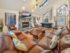 Smart TV, fireplace, video games, foosball