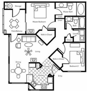 Floor plan - 2 bd villa 5 minutes from Barrett Jackson and TPC (Scottsdale)