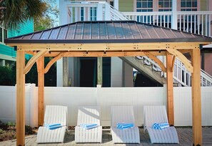 Terrace/patio - CCMF Ready! | Heated Pool | Chic Family Oasis | Kid and Pet-Friendly (Surfside Beach)