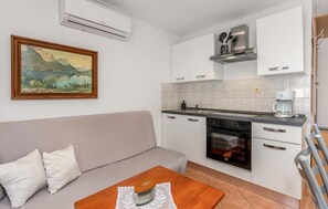 Fridge, oven, stovetop, coffee/tea maker