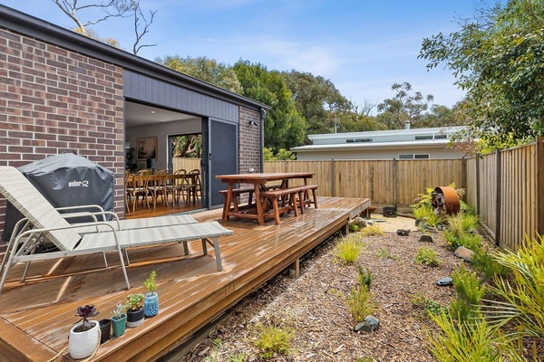 The deck has comfy lounge chairs and an outdoor dining area, perfect when you want to enjoy the morning chill or spend the afternoon watching sunsets.