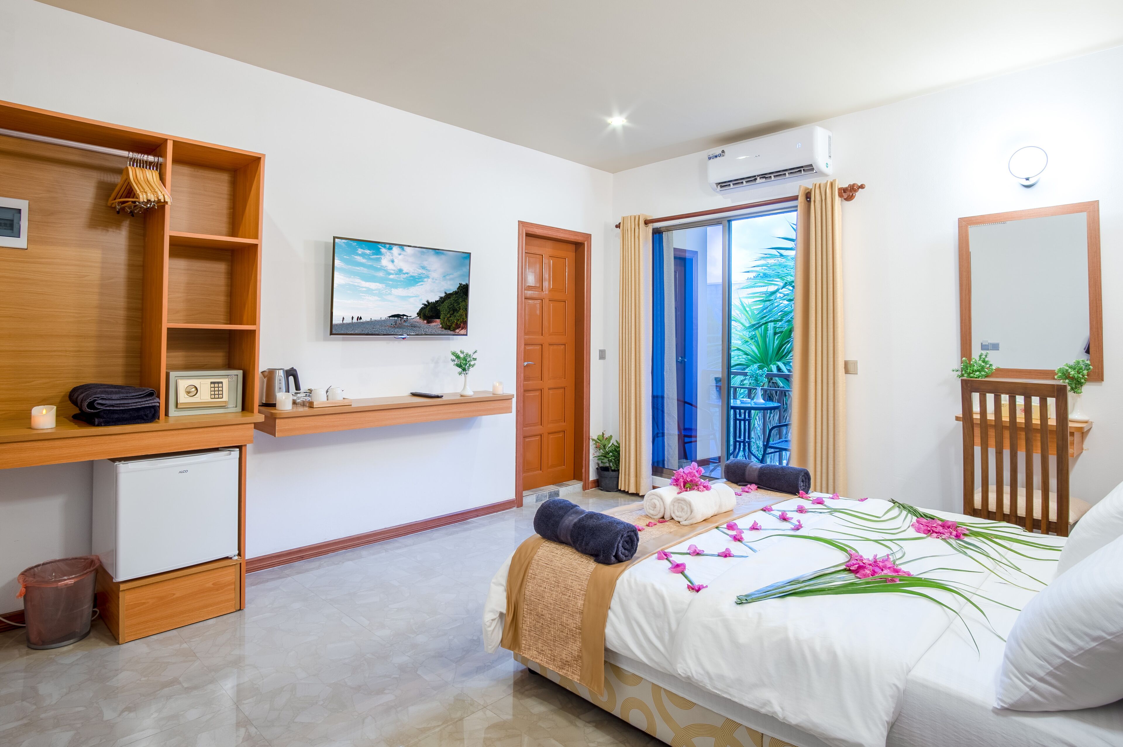 Premium bedding, memory-foam beds, minibar, in-room safe
