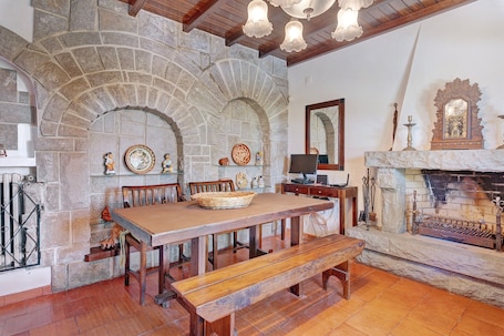 Dining. Holiday Home 'Quinta La Rabide' with Mountain View, Wi-Fi and Air Conditioning