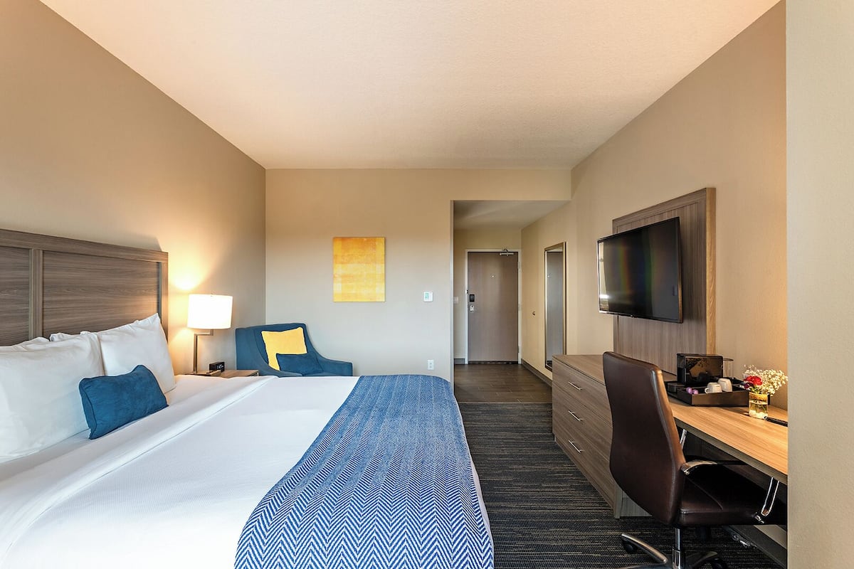 Rom, 1 kingsize-seng (King Room) | Allergitestet sengetøy, minibar, safe på rommet og skrivebord