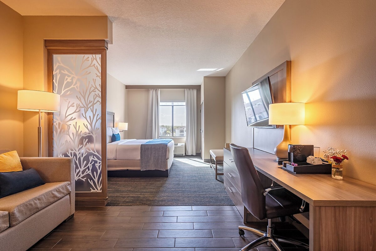 Hypo-allergenic bedding, minibar, in-room safe, desk