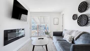 TV, fireplace
