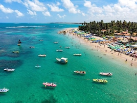 On the beach, white sand