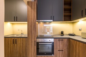 Design Apartment | Private kitchen | Full-size fridge, oven, stovetop, espresso maker - Urban Lofts (Corfu)