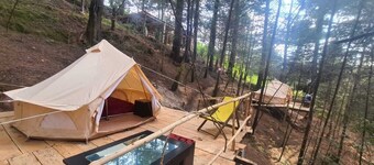 beautiful glamping in the middle of the forest with double bed