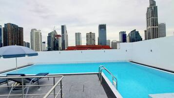 A rooftop pool