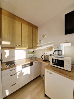 Kühlschrank, Mikrowelle, Herdplatte, Geschirrspüler