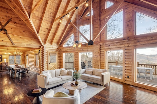 Hot Tub, Fire Pit, Outdoor Dining | Cabin Mansion w/ View | Leyland by AvantStay