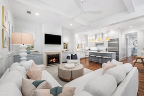 Flat-screen TV - WaterColor Retreat: Private Pool, Golf Cart, Bikes, and Serene Luxury in WaterColor's Camp District! (Santa Rosa Beach)