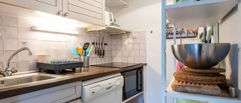 Fridge, microwave, oven, dishwasher