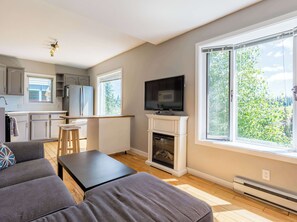 TV, fireplace, offices - The Basecamp | Ski-In/Out | Fireplace & Family Fun (Vernon)