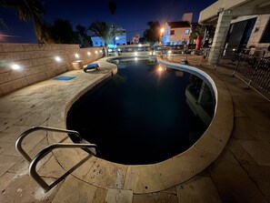 Outdoor pool, open 8:00 AM to 9:00 PM, sun loungers