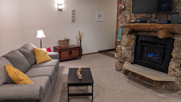 Televisión y chimenea 