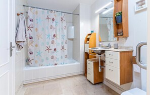 Bathtub, hair dryer