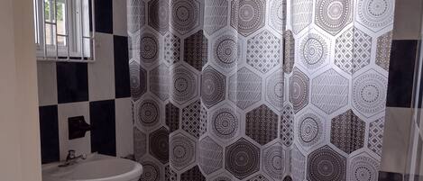 Shower, towels, soap