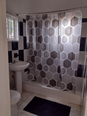 Shower, towels, soap - Lovely studio unit in Mineral Heights Near May Pen (Clarendon)