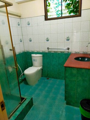 Shower, towels, soap