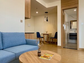 Panoramic Apartment, 1 Bedroom, Balcony, City View | Living area