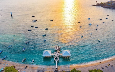 On the beach, white sand