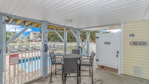 Outdoor dining - Walk to Beach 5BR Home w/ Private Pool & Beach Access (Surfside Beach)