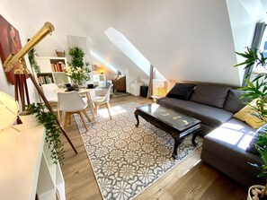 Apartment | Living area | 42-inch Smart TV with digital channels, TV - Beautiful 1BR Apt w View Historic Town (Luxembourg City)
