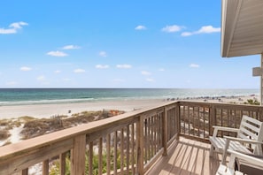 A wooden deck with a view of the beach and ocean. - Breathtaking Views From Gulf Front 2 Bd / 3 Ba Townhome! (Panama City Beach)