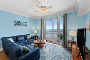 Condo, Multiple Beds, Hot Tub, Ocean View | Living area | 40-inch TV with digital channels