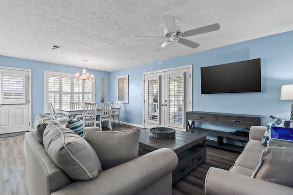 House, Multiple Beds, Kitchen | Living area | 40-inch TV with digital channels - Contemporary Bungalow / West End PCB / Available Now! / Perfect for Family (Panama City Beach)
