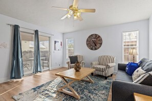 House, Multiple Beds, Patio, Garden View | Living area | 50-inch flat-screen TV with digital channels - Great Rates Available Now! / Relaxing Coastal Beach Home West PCB / 3Bd & 2Ba (Panama City Beach)