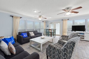 House, Multiple Beds, Pool Access, Pool View (130 Birmingham St) | Living area - Once Upon A Tide - Private Pool - Mother-in-law Suite (Santa Rosa Beach)