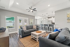 House, Multiple Beds, Patio, Ocean View | Living area | 40-inch TV with digital channels - Amazing New 3br/2ba Laguna Beach! / 6p Golf Cart: 2 Mins to Beach/west PCB (Panama City Beach)