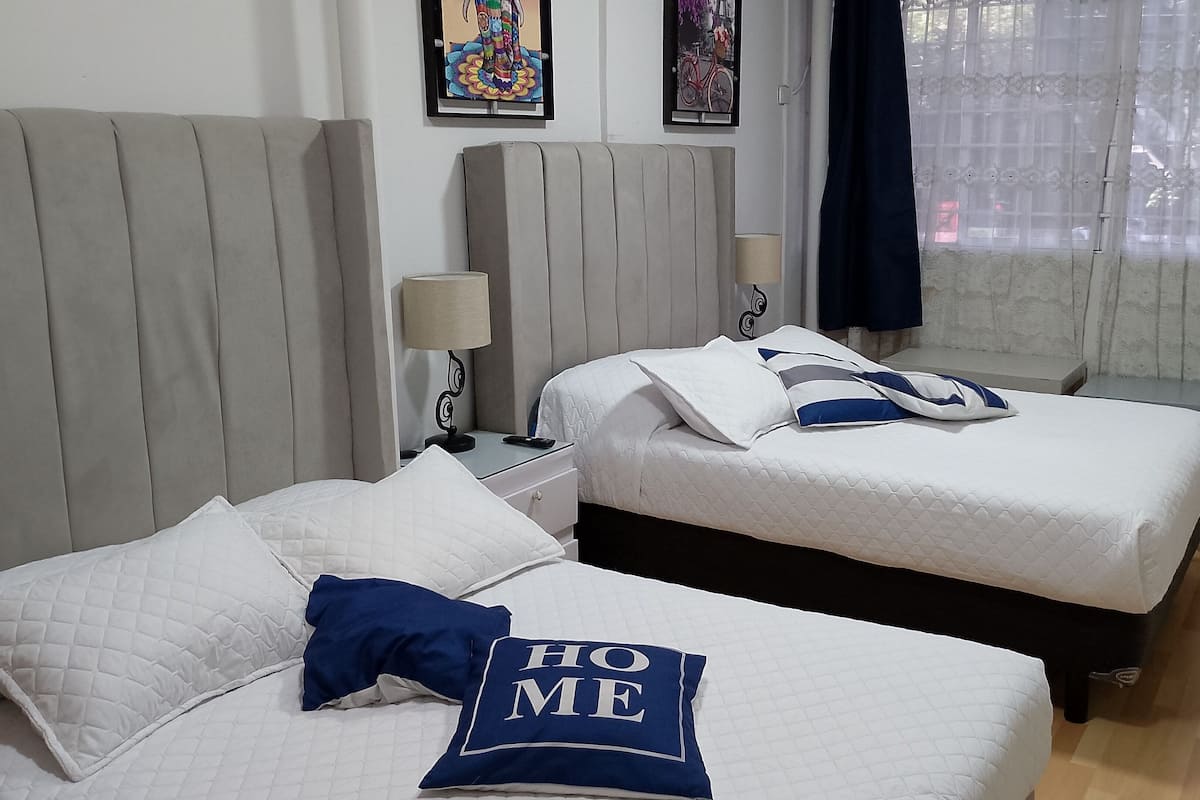 Individually decorated, individually furnished, desk, laptop workspace