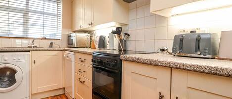 Fridge, dishwasher, electric kettle, toaster