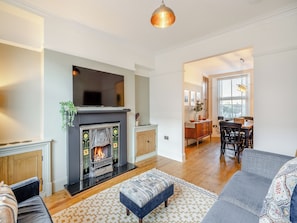 TV, fireplace