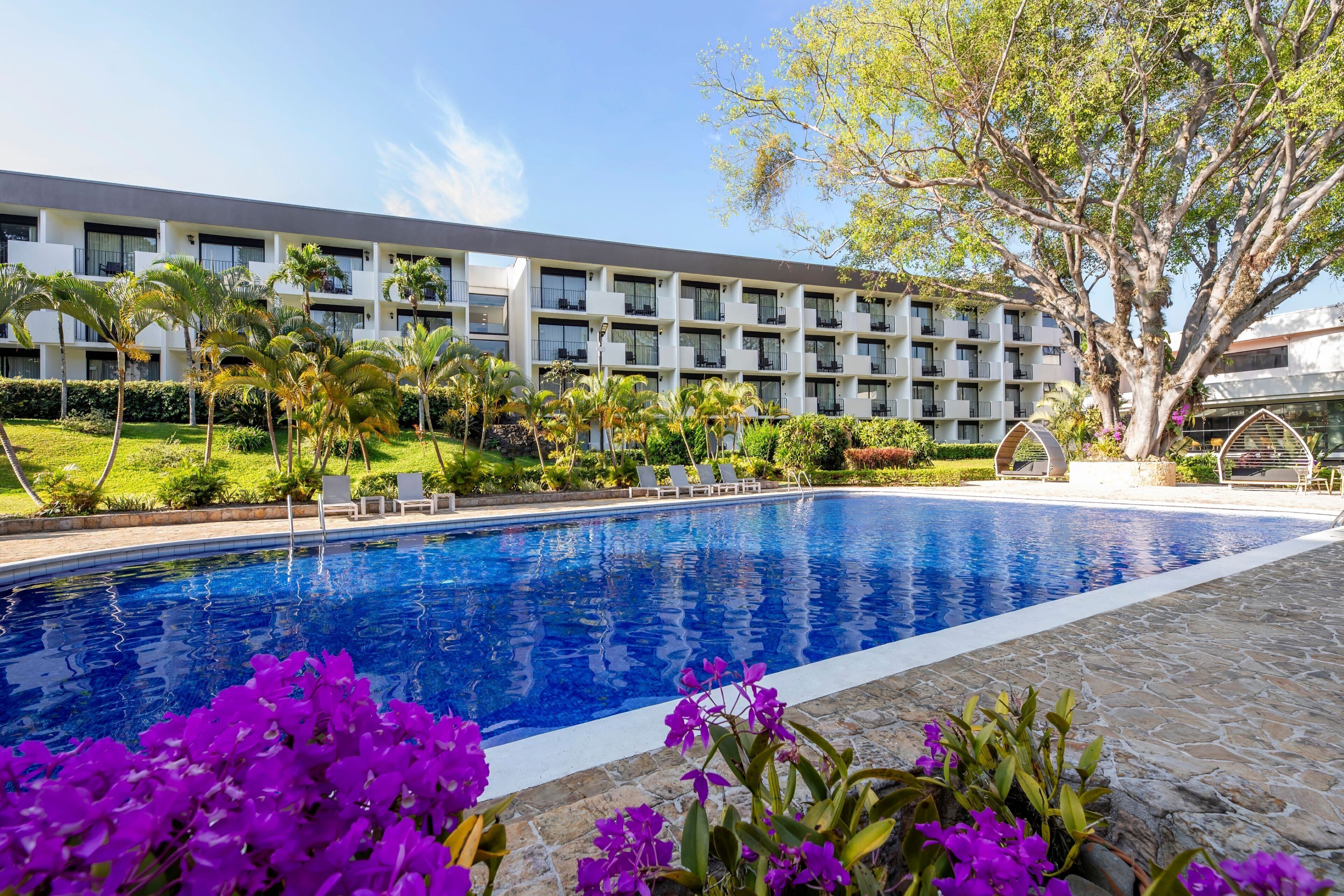 Indoor pool, outdoor pool, pool loungers