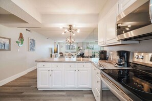 Condo, Multiple Beds, Balcony, Ocean View (Bethy’s Beachy Beauty) | Private kitchen | Fridge, microwave, oven, stovetop - Bethys Beachy Beauty Regency Towers! (Panama City Beach)